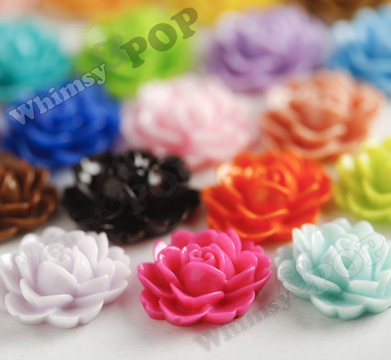 MIXED Color 18mm Cabbage Rose Flower Cabochons - WhimsyandPOP