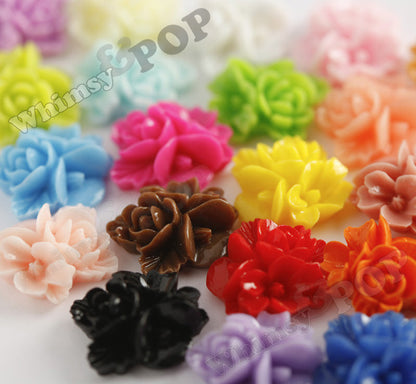 MIXED Color 16mm Fancy Textured Flower Bouquet Cabochons - WhimsyandPOP
