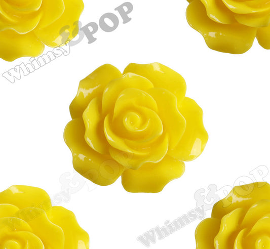 YELLOW 20mm Large Detailed Flower Cabochons - WhimsyandPOP