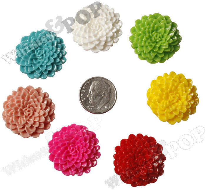 MIXED Color 24mm Zinnia Flower Cabochons - WhimsyandPOP