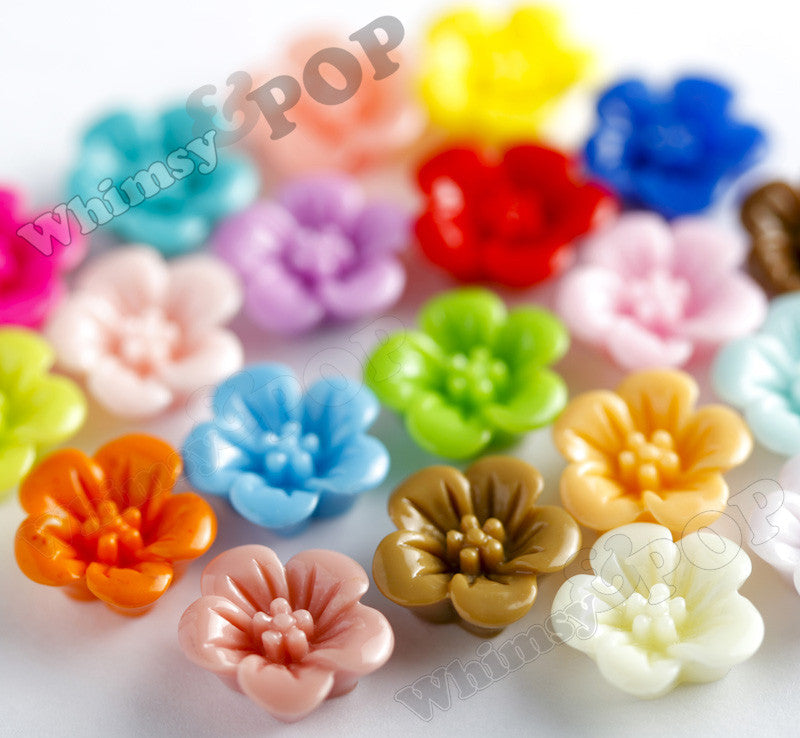 MIXED Color 13mm Hibiscus Flower Cabochons - WhimsyandPOP