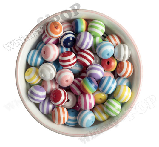 MIXED Color 16mm Striped Gumball Beads - WhimsyandPOP