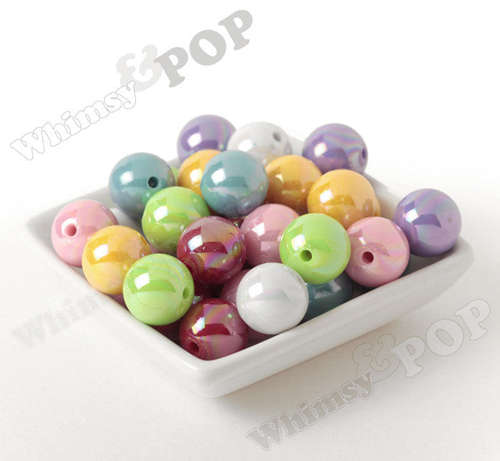 MIXED Color 20mm Glossy AB Gumball Beads - WhimsyandPOP