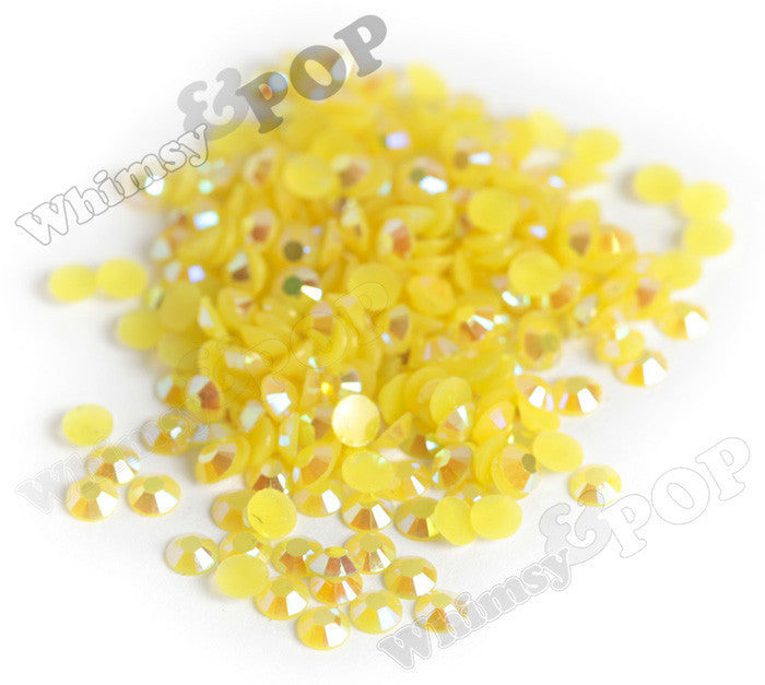 SS16 Citrus Yellow Crystal AB Faceted Flat Back Resin Rhinestones - WhimsyandPOP