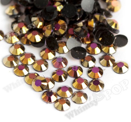 SS16 Warm Gold Crystal AB Faceted Flat Back Resin Rhinestones - WhimsyandPOP