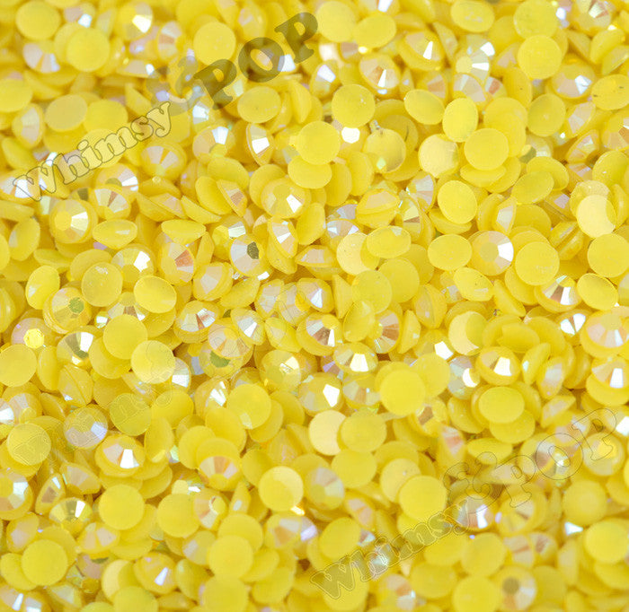 SS16 Citrus Yellow Crystal AB Faceted Flat Back Resin Rhinestones - WhimsyandPOP