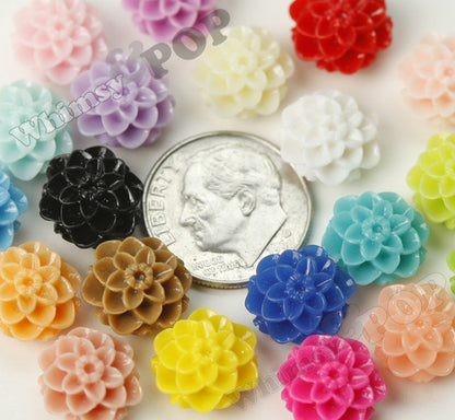 MIXED Color 10mm Honeycomb Mum Dahlia Flower Cabochons - WhimsyandPOP