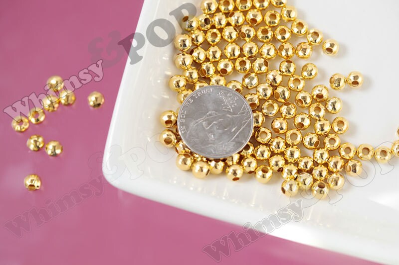 5mm - Silver or Gold Spacer Beads, Mini Silver Spacer Beads, 50-250pcs