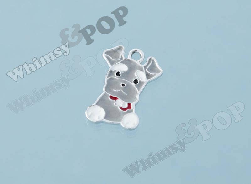 Schnauzer Dog Enamel Charm, Puppy Charms, Animal Jewelry (R10-056)