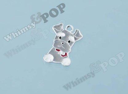 Schnauzer Dog Enamel Charm, Puppy Charms, Animal Jewelry (R10-056)