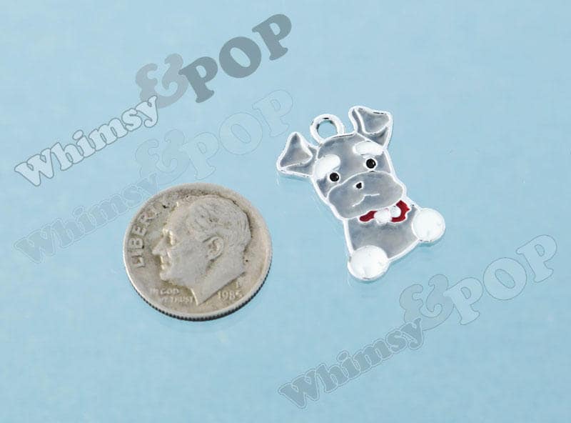 Schnauzer Dog Enamel Charm, Puppy Charms, Animal Jewelry (R10-056)