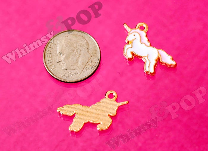 These pink and blue unicorn charms make great earrings and can be added to a charm bracelet or necklace.