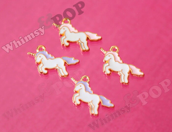 These pink and blue unicorn charms make great earrings and can be added to a charm bracelet or necklace.