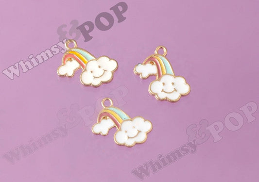 Pastel Rainbow Charms in a Gold Tone with an Enamel Coating, 17mm x 15mm