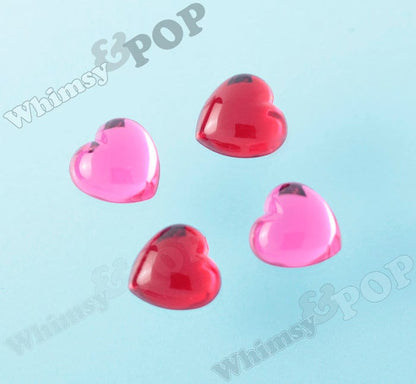 Heart Flatbacks Smooth Cherry Red Acrylic Heart Loose Rhinestones