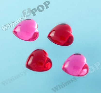 Heart Flatbacks Smooth Cherry Red Acrylic Heart Loose Rhinestones