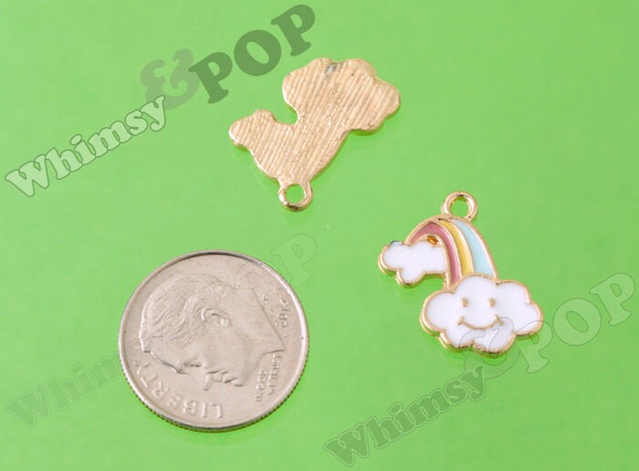 Pastel Rainbow Charms in a Gold Tone with an Enamel Coating, 17mm x 15mm