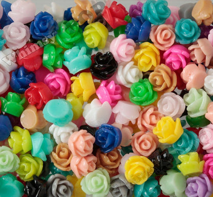 7.5MM Teeny Tiny Rose Cabochons, Mini Resin Flowers