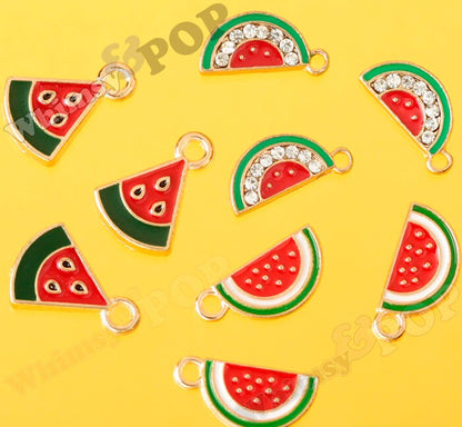 Small Gold Tone Watermelon Charms, 16mm x 7mm