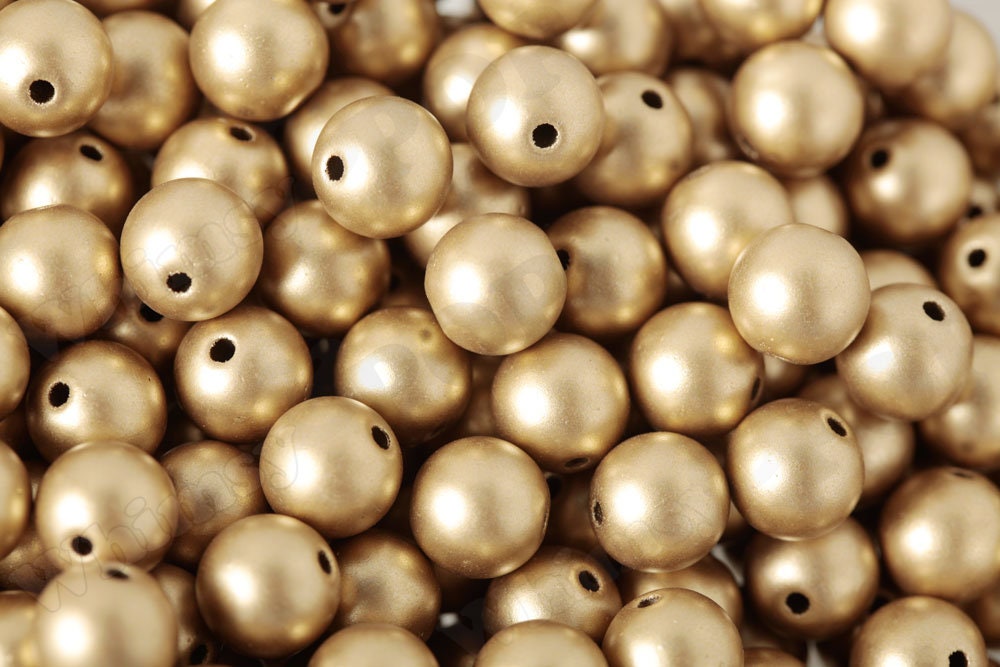 12mm - Matte Pearl Metallic Gold Gumball Beads, Glossy Silver Beads, Chunky Pearl Beads, 12mm Pearl Beads, Pearl Gumball Beads, 1mm Hole
