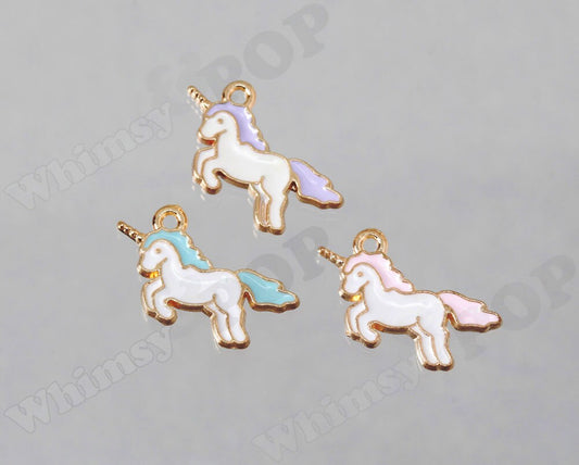 Cute Little Cartoon Unicorn Charm Pendants, Pegasus Charm, 22mm