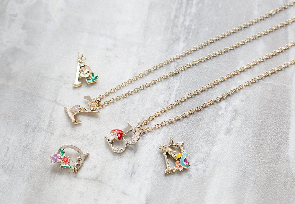 Whimsical Letter Charms, Gold Tone Alphabet A thru Z Fairytale Initial Charms