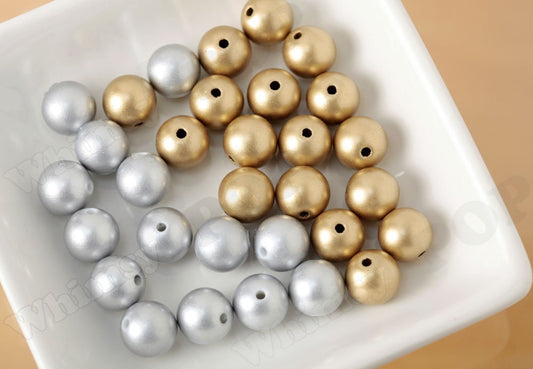 12mm - Matte Pearl Metallic Gold or Silver Beads
