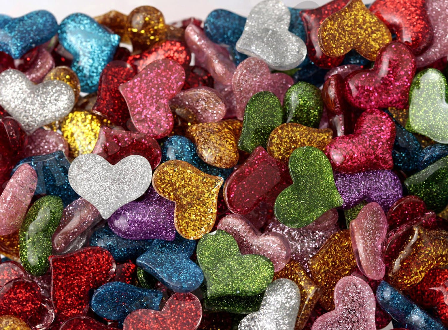 Glitter Heart Cabochons, Decoden Charms, Glitter Hearts, Resin Cabochons, Heart Cabochons
