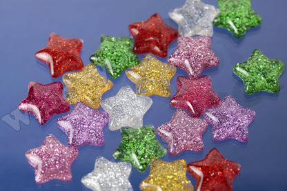 Glitter Resin Star Cabochons 16mm