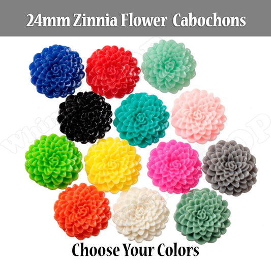 24mm Large Zinnia Flower Cabochons