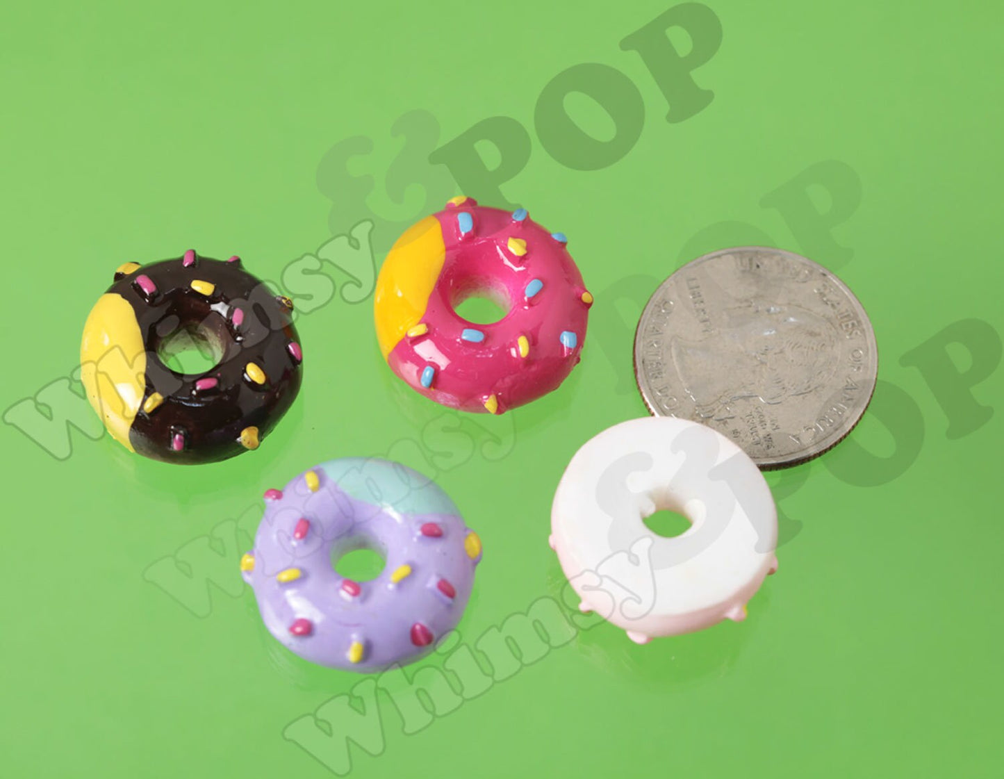 NEW Kawaii Donuts, Sprinkle Icing Doughnut Donut Decoden Resin Flatback Charms, Flat Back Embellishment, Donut Cabochons, 21mm (R5-031)