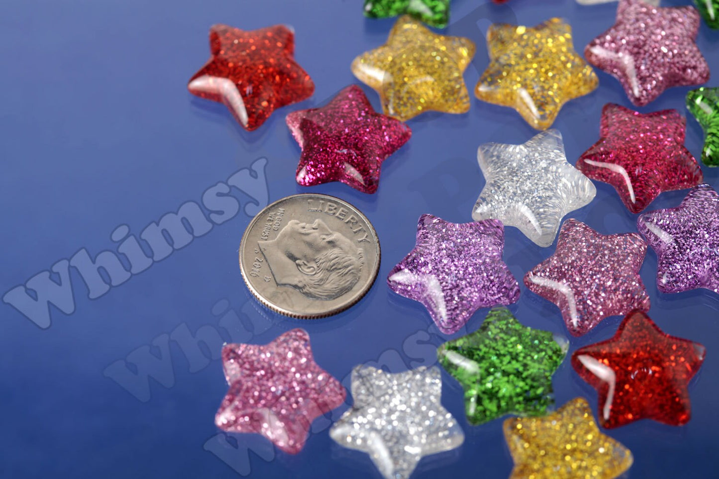Glitter Resin Star Cabochons 16mm