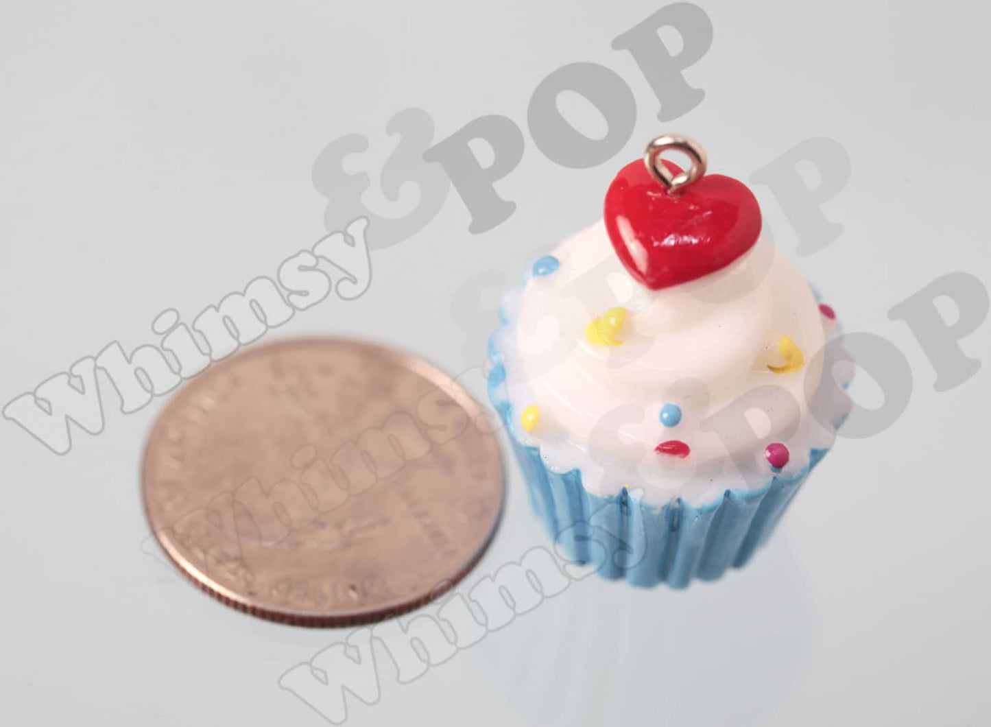 NEW Cupcake Charms, Sweet Sprinkled Cupcake Resin Pendants, Cherry Sprinkle Cupcake Charm, 20mm x 30mm (0-0)