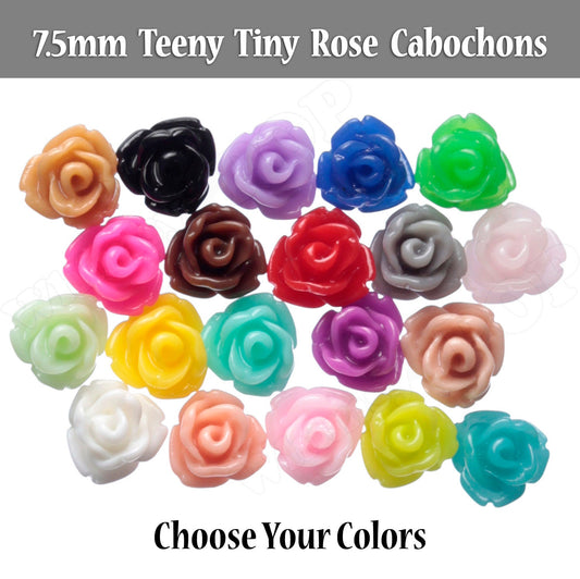 7.5MM Teeny Tiny Rose Cabochons, Mini Resin Flowers