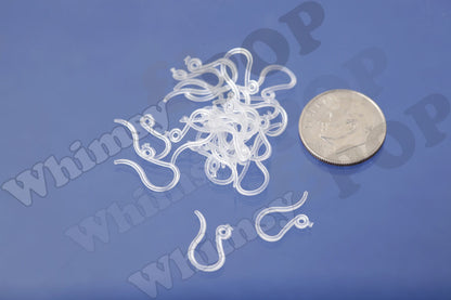 Plastic Hypo-Allergenic Earring Hook Wire Earring Blanks and Findings, Clear Earring Hook Blanks, 19mm (C1-02)