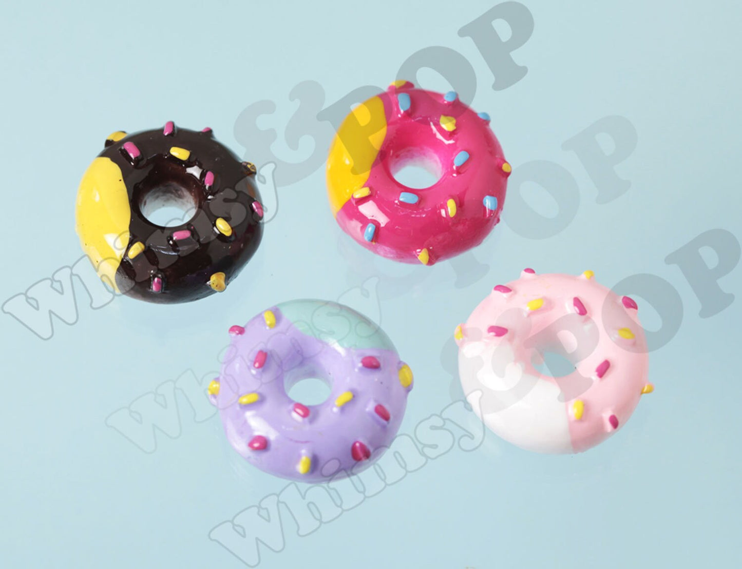 Kawaii Donuts, Sprinkle Icing Donut Decoden Resin Flatbacks (R5-031)
