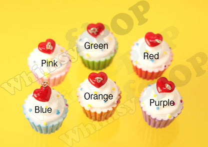 NEW Cupcake Charms, Sweet Sprinkled Cupcake Resin Pendants, Cherry Sprinkle Cupcake Charm, 20mm x 30mm (0-0)