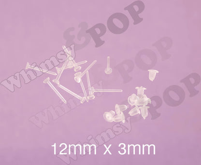 1000 Sets Plastic Hypo-Allergenic Earring Stud Blanks, 12mm x 3mm (R11-061)