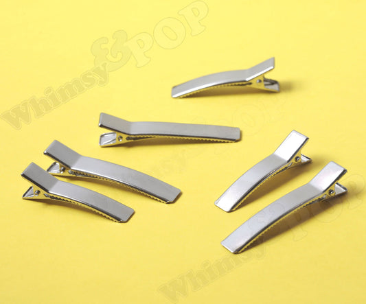 SUPER STRONG 2 Inch Silver Alligator Clips, Hair Clips, 60mm Hair Blanks,  Silver Prong Barrettes, 48mm, 2.5 Inch Hair Clips, (C2-03)