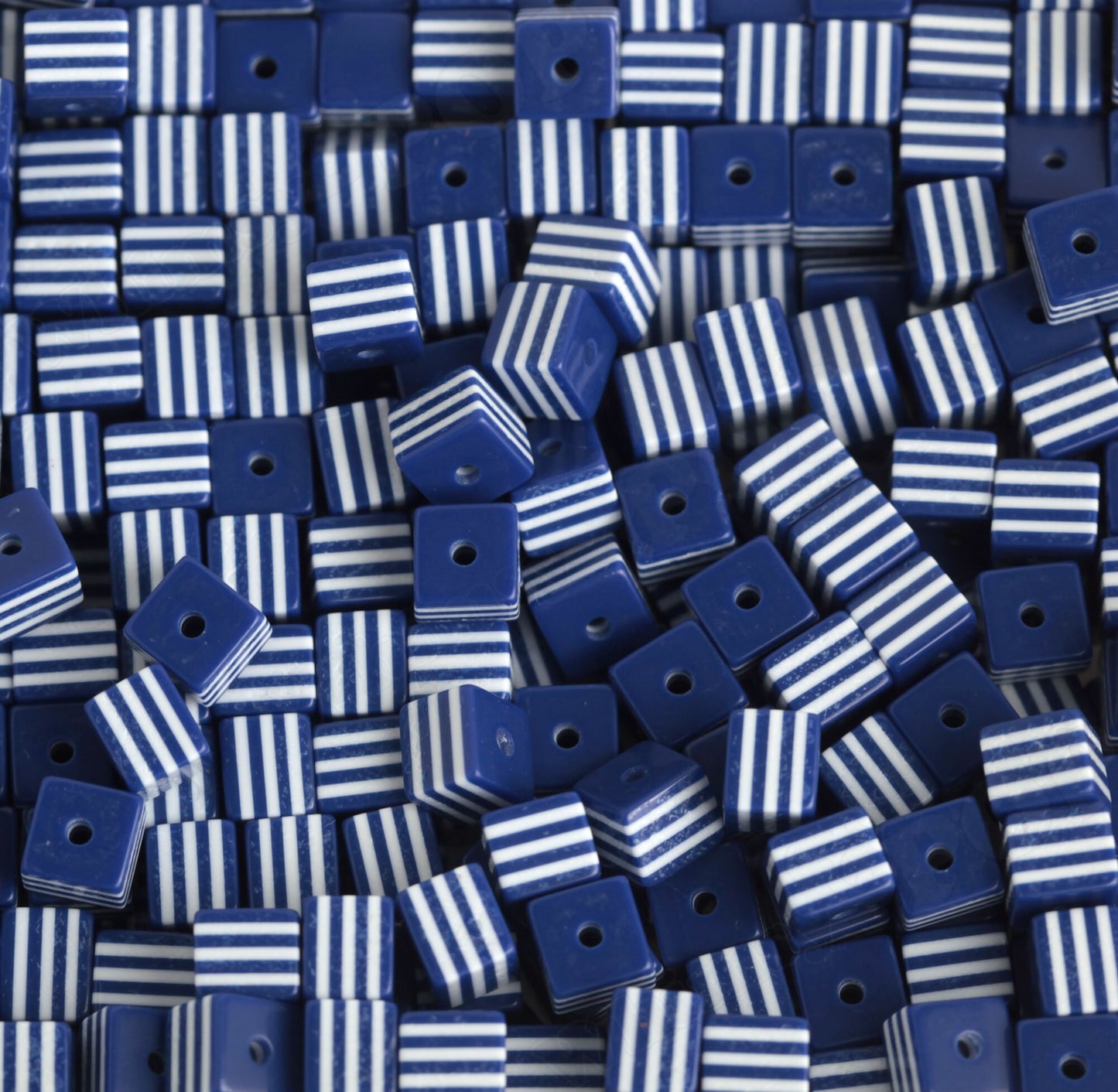 8mm - Striped Cube Beads, Cube Beads, Square Beads, Block Beads, 8mm, 1mm Hole (R9-115-123)