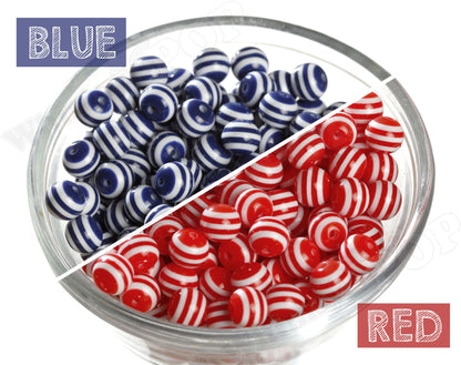 Red striped beads for DIY Jewelry and 10mm round