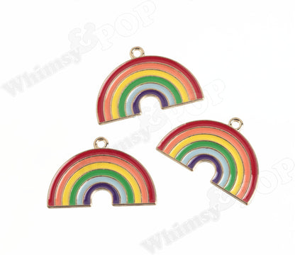 Enamel Gold Tone Kawaii Rainbow Charms