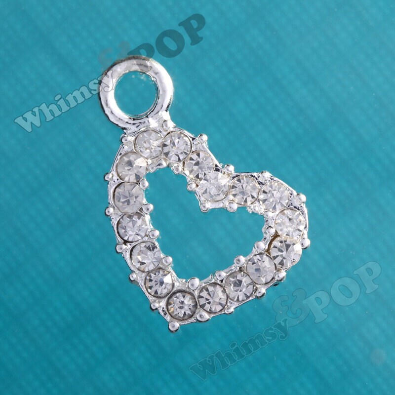 Clear Heart Charms in Many Colors for DIY Jewelry