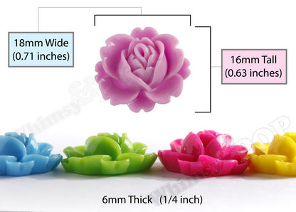 MIXED Color 18mm Peony Flower Cabochons - WhimsyandPOP