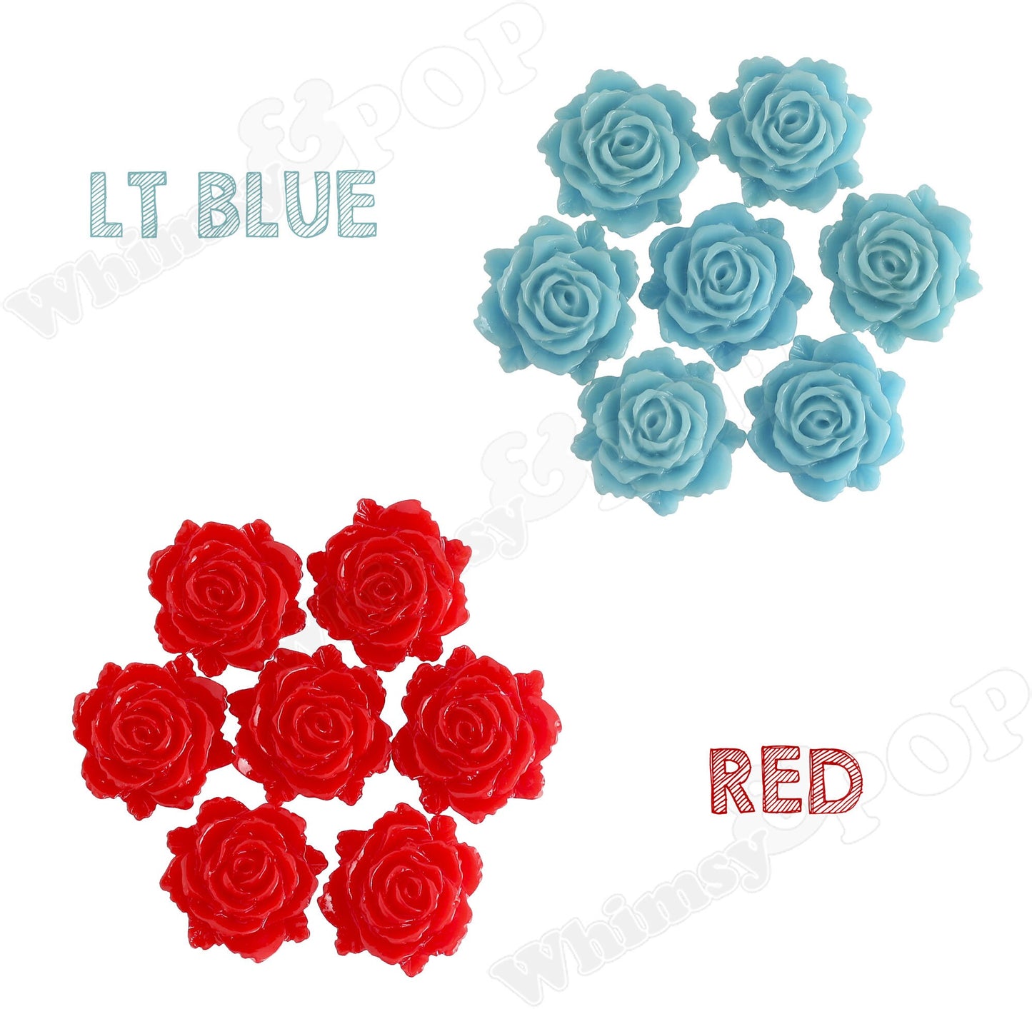 12MM Flower Cabochons, Bloomin' Rose Cabochons