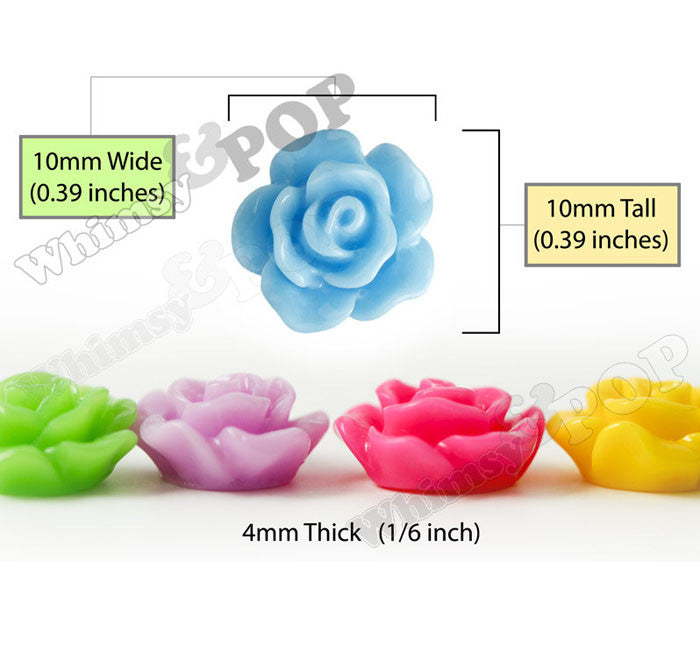 MIXED Color 10mm Small Detailed Flower Cabochons - WhimsyandPOP