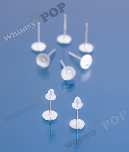 Earring Post Blanks and Findings with Rubber Stoppers (25 to 250 pairs), Earring Blanks, 6mm Glue Pad (R5-020,C1-01)