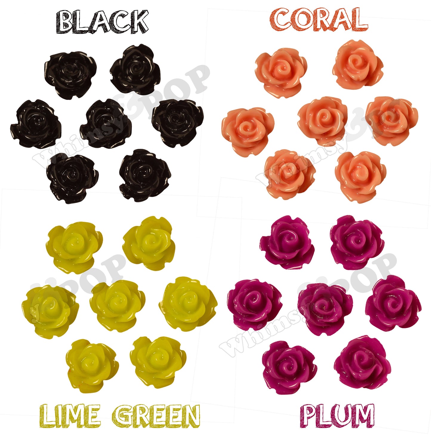 10MM Rose Cabochons, Mini Resin Flatback Flowers