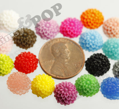 MIXED Color 10mm Tiny Dahlia Flower Cabochons - WhimsyandPOP