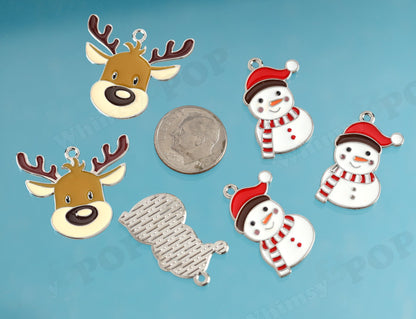 Christmas Charms, Penguin, Reindeer, Snowman, and Santa Charms